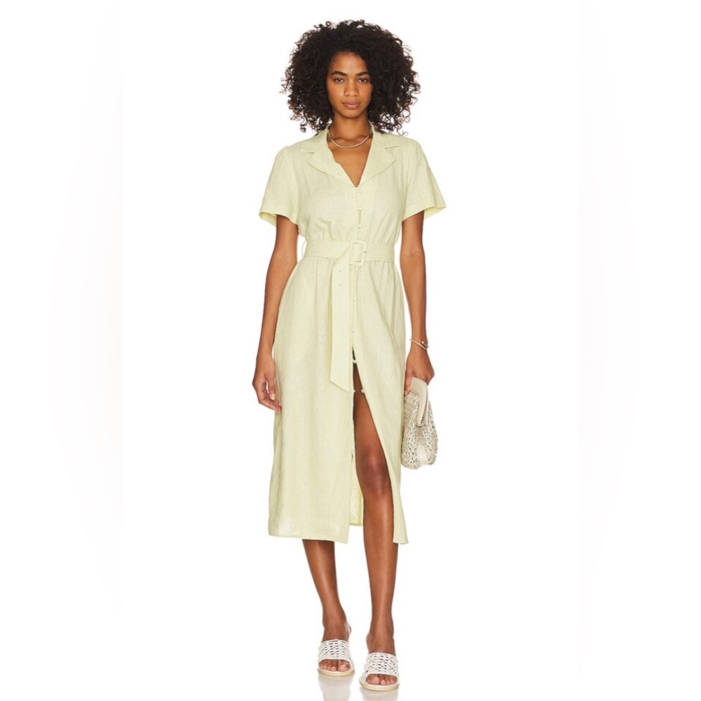 WeWoreWhat Camp Collar Linen Shirt Dress in Garden Glade